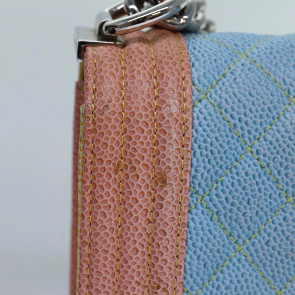 CHANEL Matelasse Boy Chanel Chain Shoulder Bag Leather Rainbow CC Auth 71579SM - Picture 4 of 15